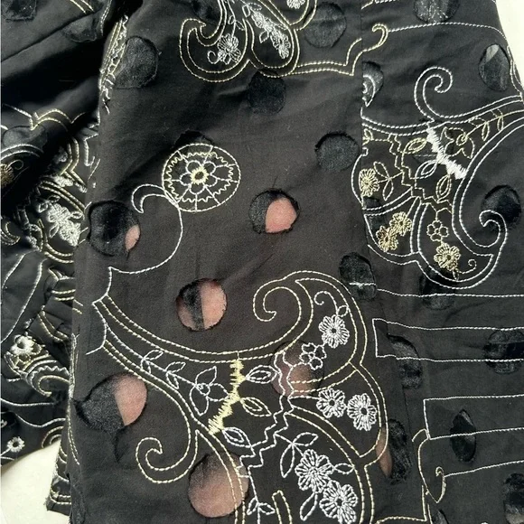 Samuel Dong  Ruffled neck Button Jacket Artsy Textured Blouse - Picture 10 of 11